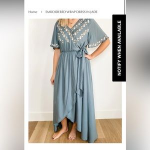 Embroidered wrap dress